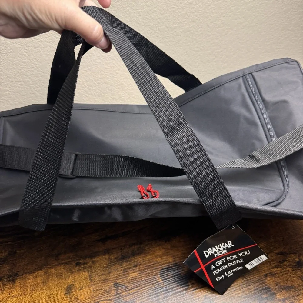 Drakkar‎ Noir Duffle Bag Black Red Travel Gym Weekender Tote NWT Vintage 90s